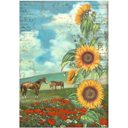 Stamperia Ριζόχαρτο Decoupage A4 (21X29,7cm) Sunflower Art And Horses