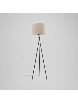 VenCore Elor Black 6091-20019 - Μοντέρνο Επιδαπέδιο Φωτιστικό Μονόφωτο Μαύρο Αλουμίνιο και Μπεζ Καπέλο με Βάση-Ντουί 1xE27 - Φ40 x Υ160cm