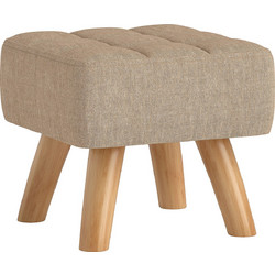 HOMCOM Πουφ Υποπόδιο από Ύφασμα με Όψη Λινού, 27x27x26 cm, Πόδια από Ξύλο Καουτσούκ, Αντοχή έως 110 kg, Καφέ 838-461V00BN