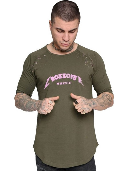 Crossover Men's Metal T-Shirt - Khaki