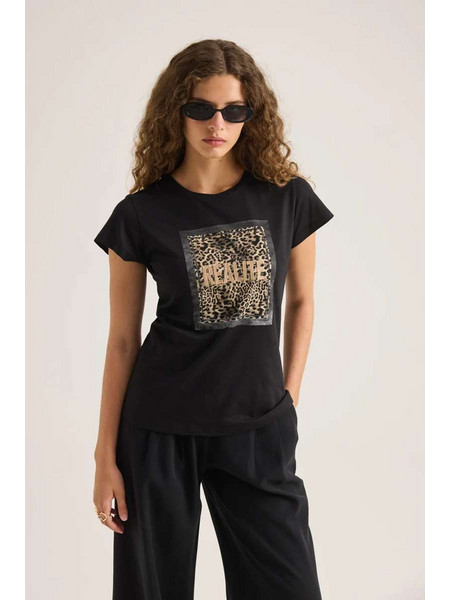 Enzzo 262251 Γυναικείο Κοντομάνικο T-shirt Realite - Μαύρο