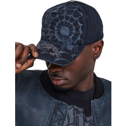 ED HARDY SPIDERWEB 5 PANEL Καπέλο - ΜΑΎΡΟ