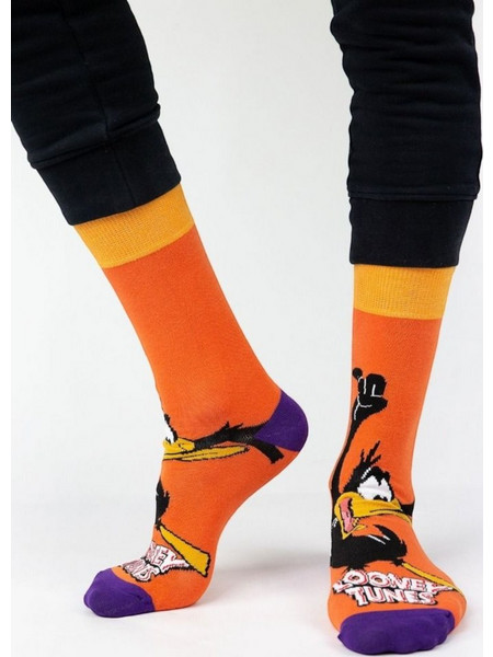 Cimpa Looney Tunes Daffy Duck Crazy Βαμβακερές Ανδρικές Κάλτσες Πορτοκαλί LT21522-66