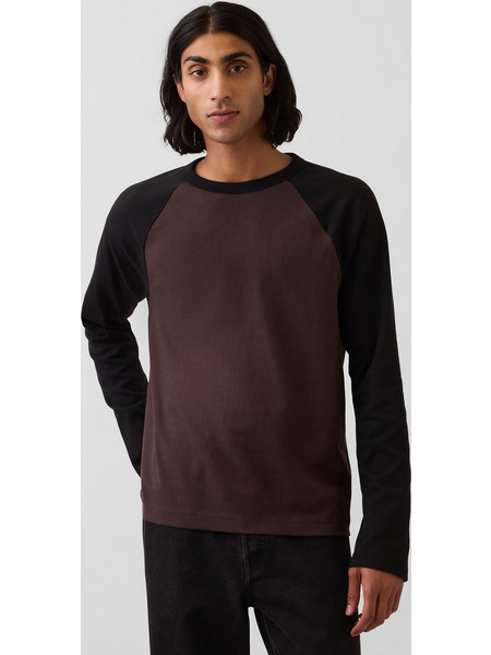 Ανδρική Μπλούζα Heavyweight Relaxed Γραμμής Warm dark brown