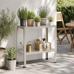 Τραπέζι φύτευσης 100 x 40 x 80 cm Ανοξείδωτο Ατσάλι Ασημί 8014859
