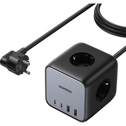 UGREEN CD268 Πολύμπριζο 3 Θέσεων 65W GaN Nexode DigiNest Cube 2x USB-C + 2x USB-A Γκρι