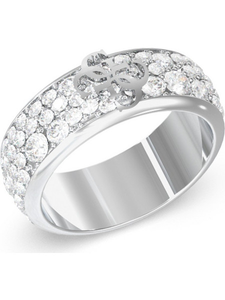 Γυναικείο δαχτυλίδι GUESS STEEL 4G SUPREME JUBR06403JWRH-No.54 ασημένιο, με σχέδιο με πέτρες και λογότυπο