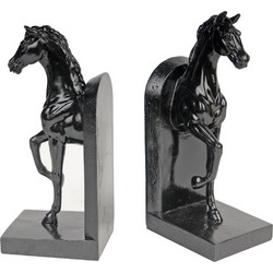 Artekko Bookends Μαύροι Διακοσμητικοί Βιβλιοστάτες Ρητίνης με Άλογα (12.7x10.2x26.7)cm 2pcs