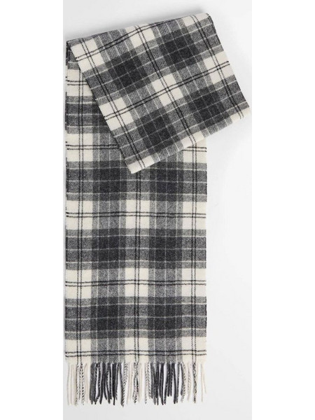 BARBOUR UNISEX TARTAN LAMBSWOOL SCARF MONOCHROME TARTAN