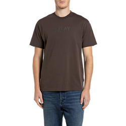 ΑΝΔΡΙΚΟ T-SHIRT REPLAY REGULAR LETTERING LOGO - ΚΑΦΕ