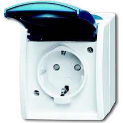 Πρίζα Ρεύματος Busch-Jaeger Ocean - Single with Hinged Cover - (AP) *Gray/Blue-green*