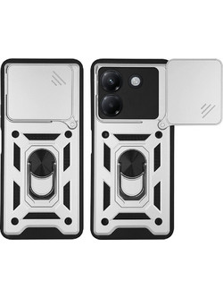 Sonique Ring Armor CamPro Θήκη για Xiaomi Poco M7 Pro 5G Silver
