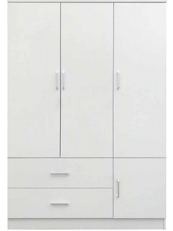 ArteLibre Τρίφυλλη Ντουλάπα Ρούχων Tuberosa Λευκή120x50x180cm 14370195