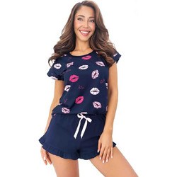 Βαμβακερή Πιτζάμα Kiss Short Μπλε