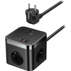 Baseus PowerCombo Cube 30W Power Strip 3xAC 2xUSB-A 2xUSB-C 1.5m Black (E00066400117-00)