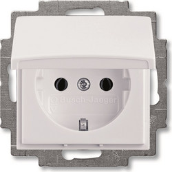 20 EUK-94-507 Cover Plates (partly incl. Insert) Protective Contact (SCHUKO) with Hinged Lid alpine white - Basic55