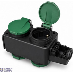 4-Way Rubber Socket Adapter, 16A 250V, 3500W, with Safety Shutters & Hook