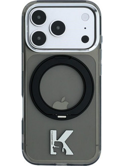 Karl Lagerfeld IML Ring Stand 360 Kameo Metal MagSafe Back Cover Black (iPhone 18 Pro Max / 17 Pro Max)