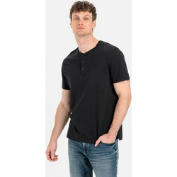Camel Active ανδρική μπλούζα henley με monogram Regular Fit - C262NOS-409474-9T84 Μαύρο
