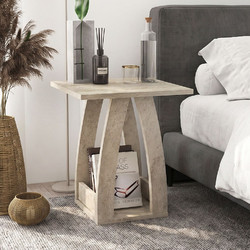 Τραπεζάκι βοηθητικό - Κομοδίνο Deros Megapap χρώμα travertine 45x45x56εκ