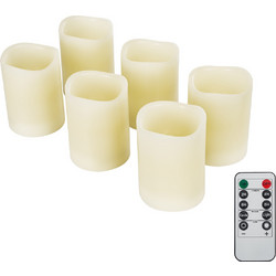 GLOBOSTAR(R) FIREFLAME 79566 Διακοσμητικό Κερί Παραφίνης με Εφέ Κινούμενης Φλόγας & IR Ασύρματο Χειριστήριο LED 0.5W 25lm 180 DC 3V με 2xAA Μπαταρίες IP20 Θερμό Λευκό 2700K Dimmable - Μπεζ - Μ7.6 x Π7
