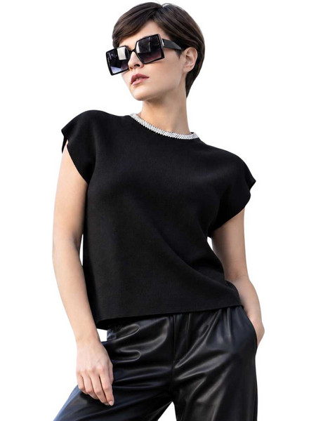 AGGEL W T-SHIRT TOP - FW51131K-BLACK BLACK