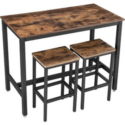 Vasagle Σετ Μεταλλικό Ορθογώνιο Τραπέζι - Bar 120 x 60 x 90 cm με 2 Σκαμπό (LBT15X) (VASLBT15X)