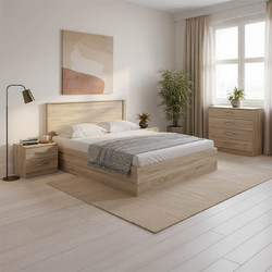 Σετ Κρεβατοκάμαρας Athos Sonoma με Κρεβάτι 160x200εκ Σετ 4τεμ 383-000315