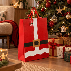 ΤΟ ΔΏΡΟ ΘΈΛΕΙ ΚΑΙ ΤΟ ΠΕΡΙΤΎΛΙΓΜΆ ΤΟΥ GIFT BAG WITH SANTA CLAUS OUTFIT GLITTER PRINT, JU