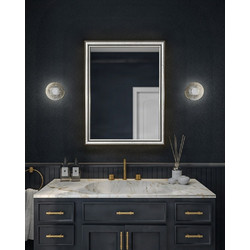 Project Mirrors Wood Classic Ορθογώνιος Καθρέπτης Μπάνιου Ξύλινος Ασήμι 70x90cm