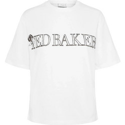 TED BAKER LAVENDE Ted Baker Branded Boxy T-Shirt 284757-IVORY White