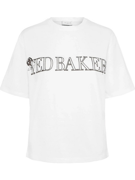TED BAKER LAVENDE Ted Baker Branded Boxy T-Shirt 284757-IVORY White