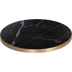 ΕΠΙΦΑΝΕΙΑ ΤΡΑΠΕΖΙΟΥ SINTERED STONE BLACK MARBLE ΠΛΑΙΣΙΟ ALU ΧΡΥΣΟ Φ70εκ