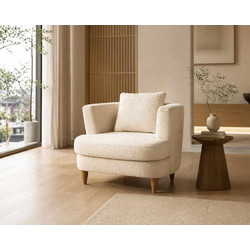 Wing Chair Vales White Fabric: Polyester / Teddy 79x69x68 cm