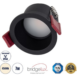 GLOBOSTAR(R) IP 60342 Χωνευτό Downlight Σποτ Μπάνιου & WC LED 7W 750lm 45 AC 220-240V Αδιάβροχο IP44 Φυσικό Λευκό 4500K - Lumileds SMD Chip & TUV SUD Driver - Μαύρο Ματ - Μ6.6 x Π6.6 x Υ5.3cm / Q5.5cm