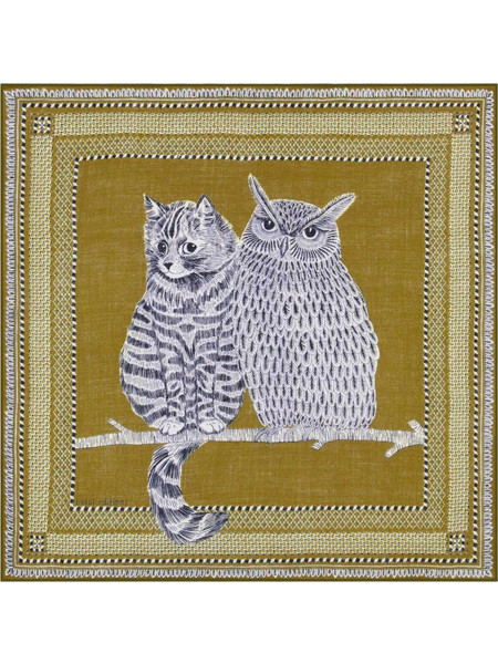 INOUI U SQOURE CARRE 70 CHOUETTE SCARF - CA24CHO20-KHAKI MULTI