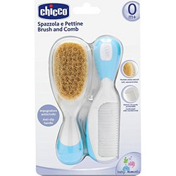 CHICCO Βούρτσα-Χτένα Από Φυσική Τρίχα, Γαλάζιο