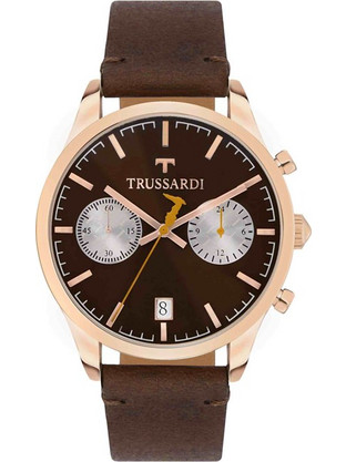 Trussardi My Time Ανδρικό Ρολόι Χρονογράφος με Καφέ Δερμάτινο Λουράκι R2471613002