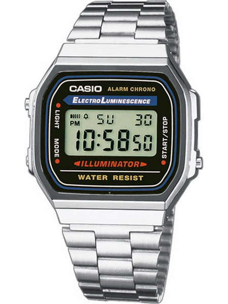 Casio Vintage Ψηφιακό Ανδρικό Ρολόι Χρονογράφος με Ασημί Μεταλλικό Μπρασελέ A-168WA-1