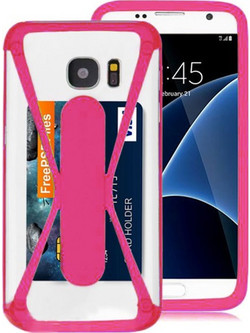 POWERTECH Universal silicone bumper 4,5-5,5" with kickstand, Pink
