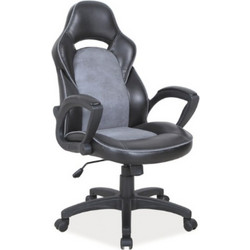 MaisonPlus Καρέκλα Gaming Δερματίνης Μαύρη Γκρι Q115G