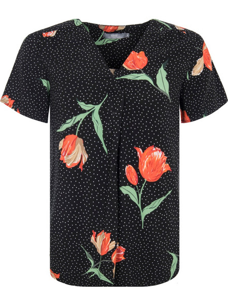 BYOUNG 'HAILEY' ΜΠΛΟΥΖΑ ΓΥΝΑΙΚΕΙΑ ΜΕ V-NECK 20805640-80036 (80036/BLACK DOT FLOWER)