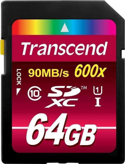 Κάρτα Μνήμης Transcend 600X SDXC 64GB Class 10 U1 UHS-I