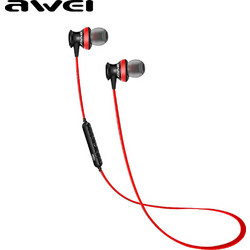 Awei A980BL Ακουστικά Bluetooth In Ear Ανθεκτικά στο Νερό Red