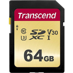 Transcend 500s SDXC 64GB Class 10 U3 V30 UHS-I