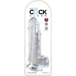 Pipedream King Cock 9" Ρεαλιστικό Dildo με Βεντούζα & Όρχεις 24.8cm Clear