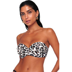 Bluepoint Bikini Top Strapless με Ενίσχυση Animal Print Λευκό Σοκολατί 24066059C-01