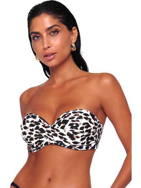 Bluepoint Bikini Top Strapless με Ενίσχυση Animal Print Λευκό Σοκολατί 24066059C-01