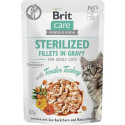 Brit Care Sterilised Adult Fillets with Tender Turkey in Gravy 85gr