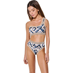 Lida Bikini Set με Έναν Ώμο Ψηλόμεσο Μπεζ Navy Μπλε 9-22889-2286